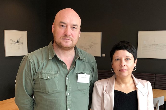  Volha Siakhovich from the Belarusian Association of Journalists and Valiantsin Stefanovich of the Viasna Human Rights Centre spoke about the recent parliamentary election in Belarus and the need for reforms. Photo: Representation of Sweden to the EU 